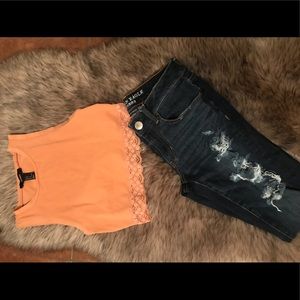 Bundle-Forever crop top & American Eagle Jeans